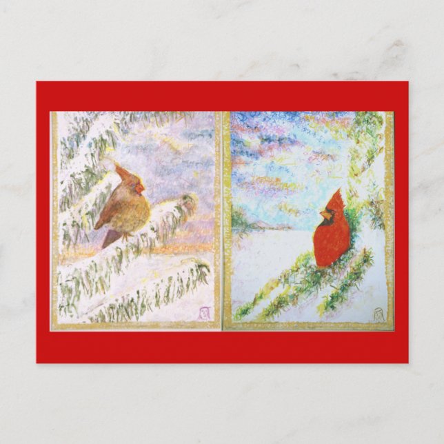 Psalm 23 Male & Female Cardinals postcard (Front)