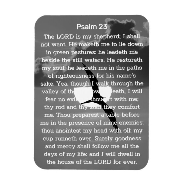 Psalm 23 Monochrome Sunset Seagull Magnet (Vertical)