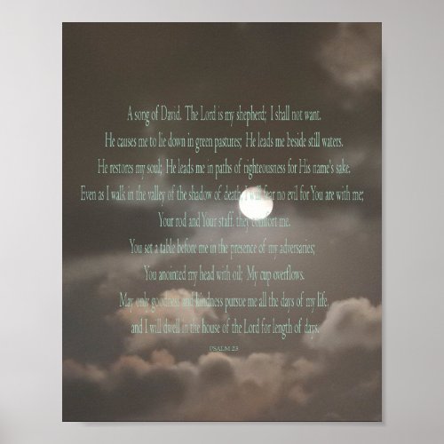 Psalm 23 Moon Print Value Poster Paper Matte