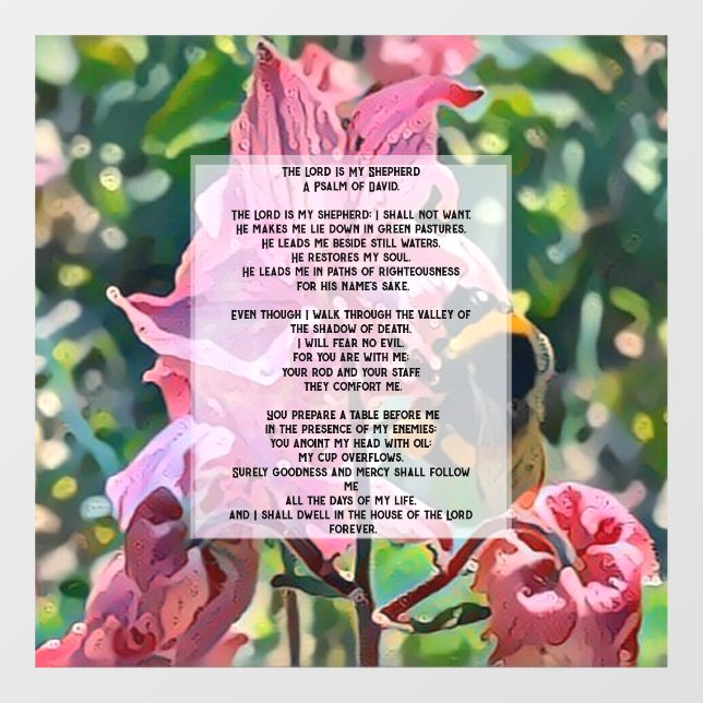 Psalm 23 Neutral Elegant Religious Artwork Window Cling (Sheet)