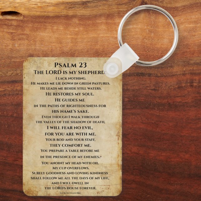 Psalm 23  { NHEB version.} Keychain (Back)