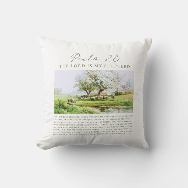 Psalm 23 NIV The Lord is My Shepherd  Throw Pillow (Front)