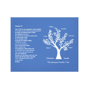 Psalm 23 Niv With Family Tree Canvas Print