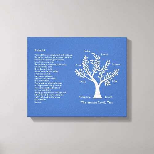 Psalm 23 NIV with Family Tree Canvas Print