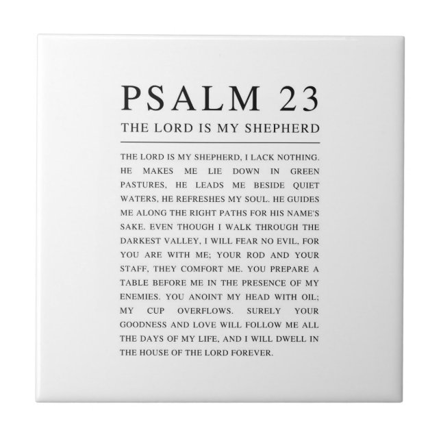 Psalm 23 NKJV Bible The Lord is My Shepherd Ceramic Tile (Front)