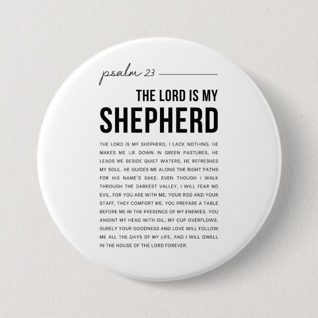 Psalm 23 NKJV The Lord is My Shepherd Button (Front)