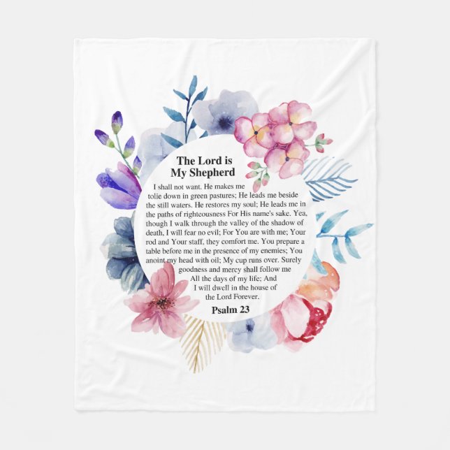 Psalm 23 NKJV The Lord is My Shepherd  Fleece Blanket (Front)