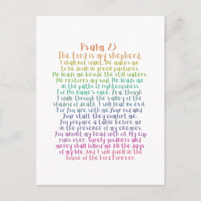 Psalm 23 NKJV The Lord is My Shepherd Postcard (Front)