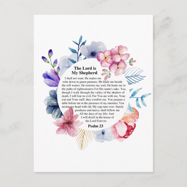 Psalm 23 NKJV The Lord is My Shepherd  Postcard (Front)