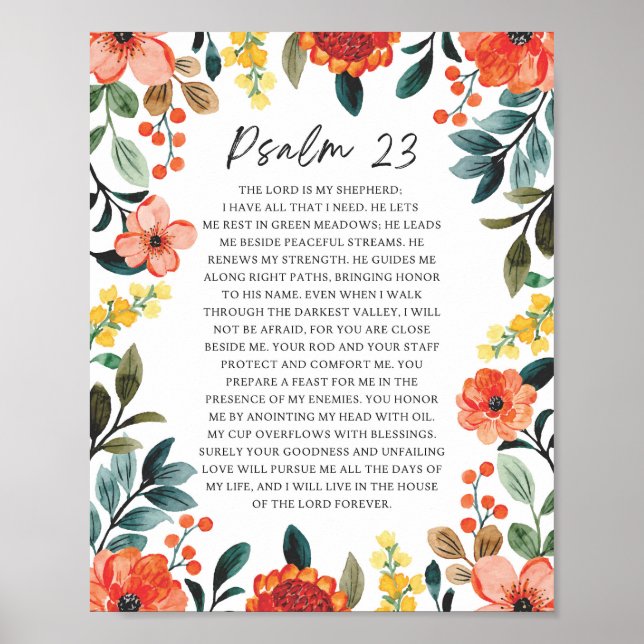 Psalm 23 NKJV The Lord is My Shepherd Poster (Front)