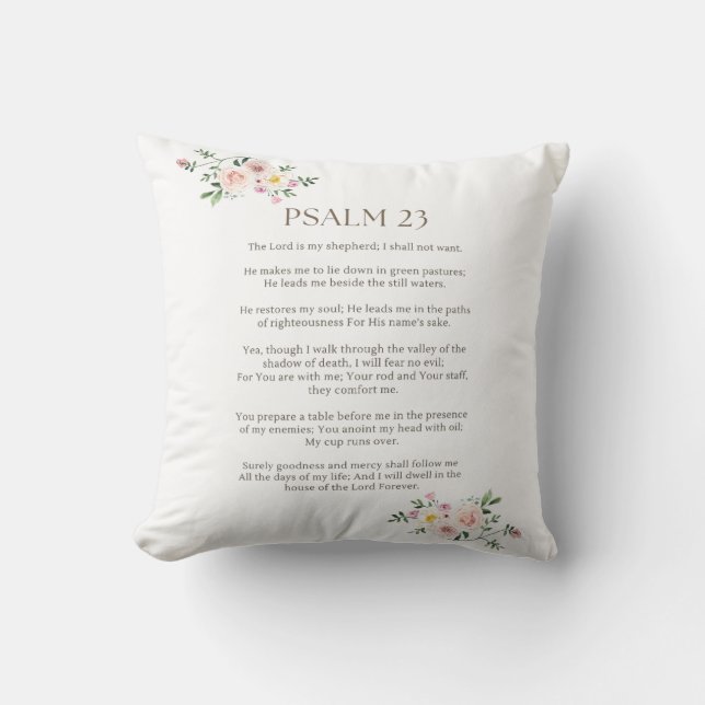 Psalm 23 NKJV The Lord is My Shepherd Throw Pillow (Front)