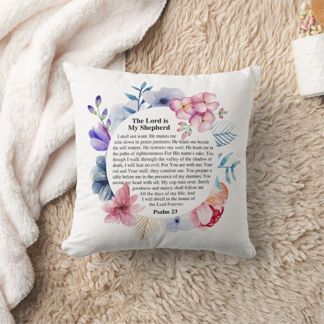 Psalm 23 NKJV The Lord is My Shepherd  Throw Pillow (Blanket)