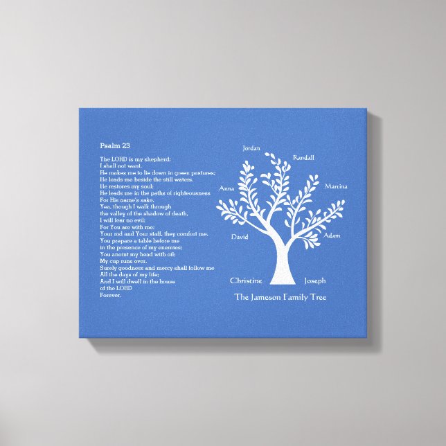 Psalm 23 NKJV with Family Tree, Canvas Print (Front)