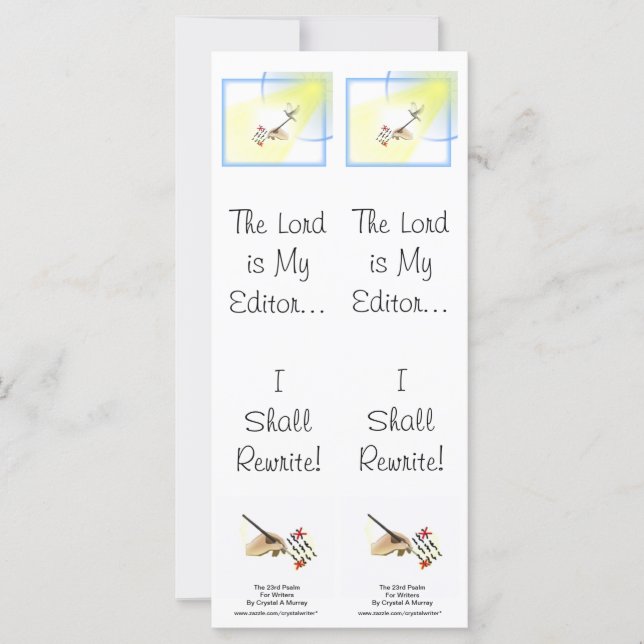 Psalm 23 Parody for Writers - Double Bookmark (Front)