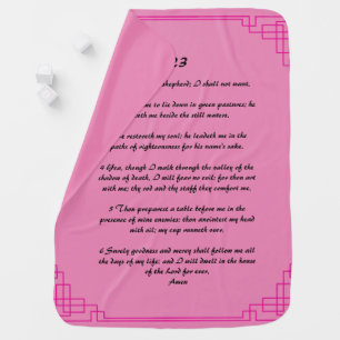 Psalm 23 pink border baby blanket