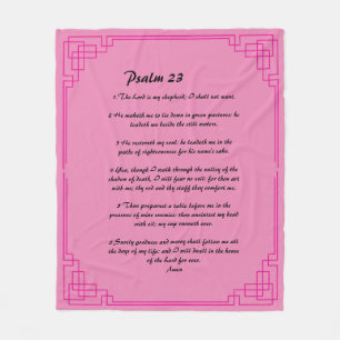 Psalm 23 pink border fleece blanket