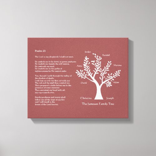 Psalm 23 plus Family Tree Canvas Print