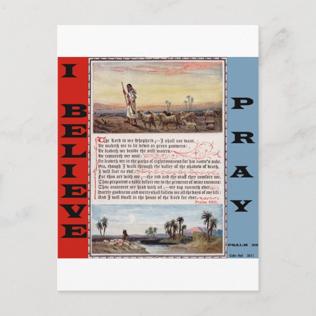Psalm 23 Prayer, The Lord is my Shepherd Postcard (Front)