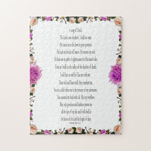 Psalm 23 Purple Floral Borders, Puzzle (Vertical)
