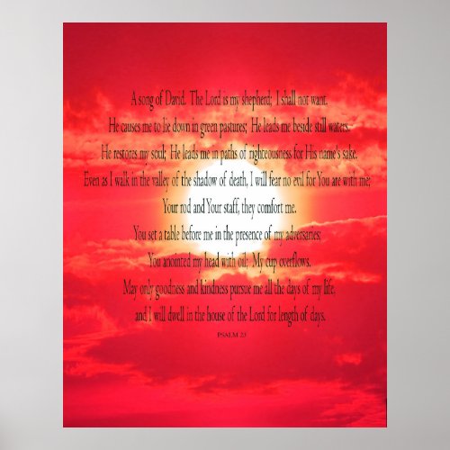 Psalm 23 Red Sky Value Poster Paper Matte