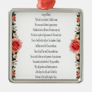 Psalm 23, Rose Flower, Metal Ornament