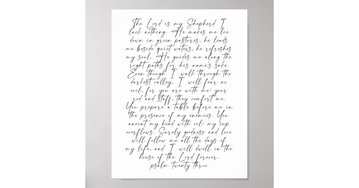 Psalm 23 Script Font Poster | Zazzle