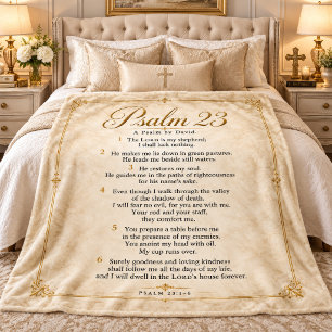 Psalm 23 Scripture   Elegant Gold Parchment Sherpa Blanket