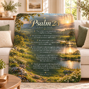 Psalm 23 Scripture Landscape Christian Home Decor Sherpa Blanket