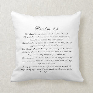 Psalm 23 Scripture Modern Black & White Throw Pillow