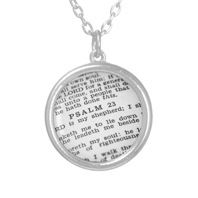 Psalm 23 silver plated necklace (Front)