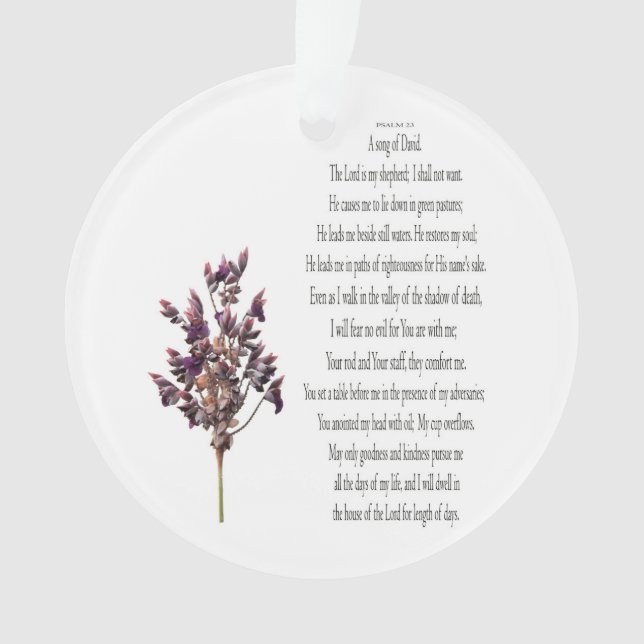 Psalm 23, Song for David, Floral Acrylic Ornament (Front)