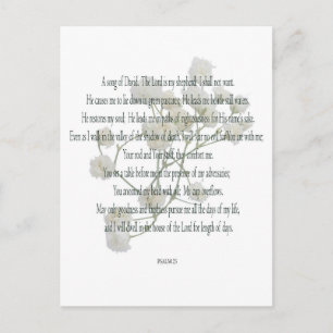 Psalm 23, Song of David, Floral Postcard