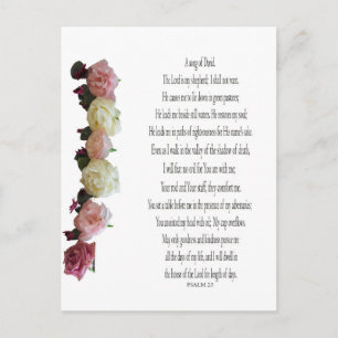 Psalm 23, Song of David, Holiday Postcard