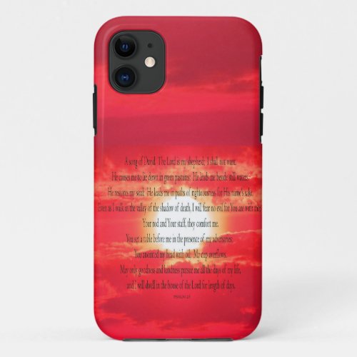 Psalm 23 Song of David RED Sunset iPhone case