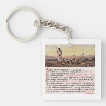 Psalm 23 Sq Keychain by PawsitiveDesigns at Zazzle