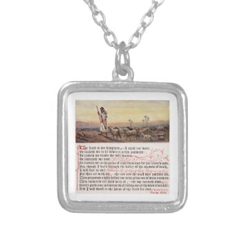 Psalm 23 Sq Silver Plated Necklace by PawsitiveDesigns at Zazzle