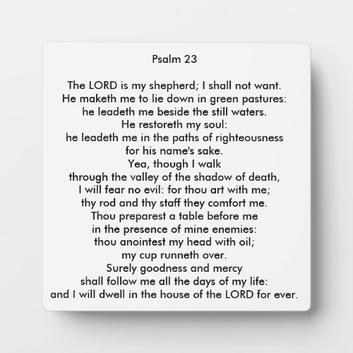 Psalm 23 Square Tabletop Photo Plaque