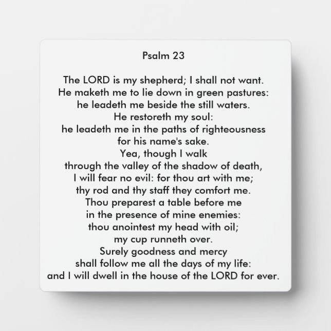 Psalm 23 Square Tabletop Photo Plaque (Front)
