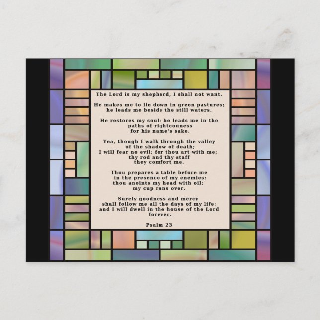 Psalm 23 Stained Glass Postcard (Front)