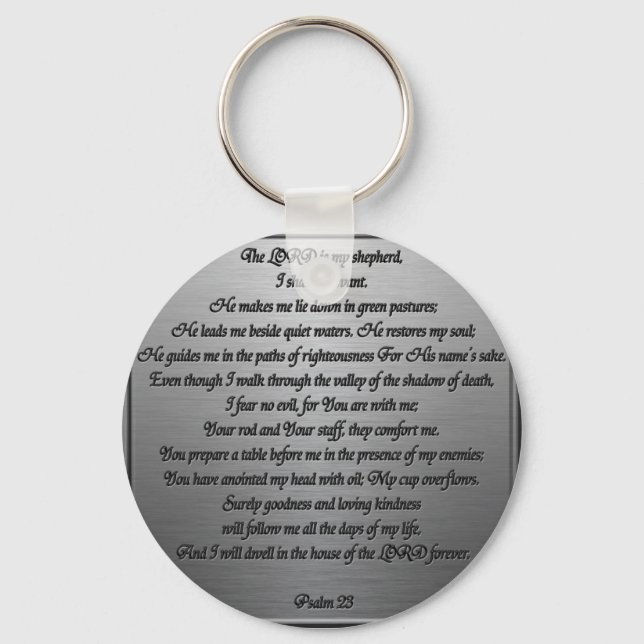 Psalm 23 - Steel Keychain (Front)