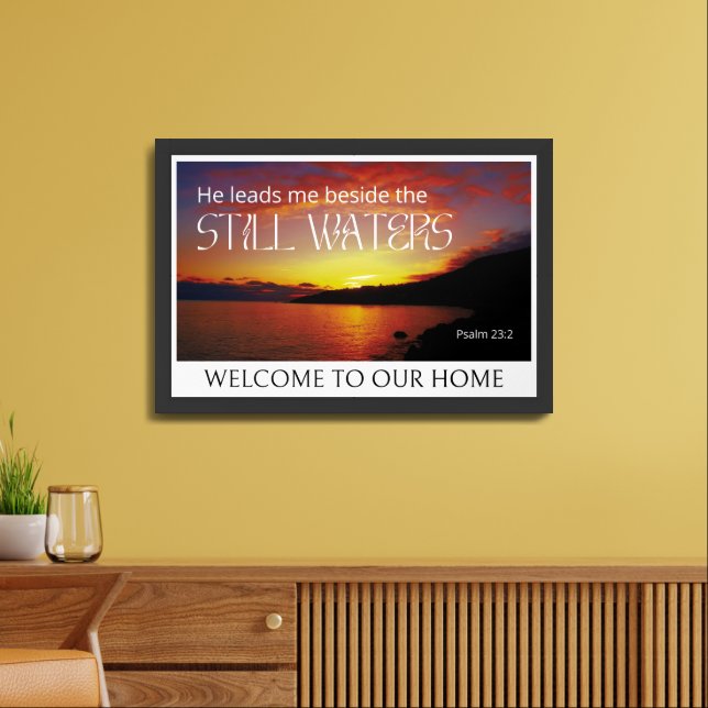 Psalm 23 STILL WATERS Christian Bible Verse  Framed Art (Living Room)