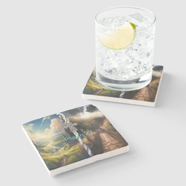 Psalm 23 stone coaster (Side)