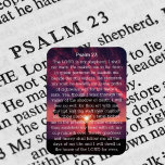 Psalm 23 Sunset Tree Magnet<br><div class="desc">Psalm 23 Refrigerator Magnet. Beautiful Pink Sky Sunset Tree Silhouette Landscape Background. Simple white lettering overlay. bible verses magnets</div>