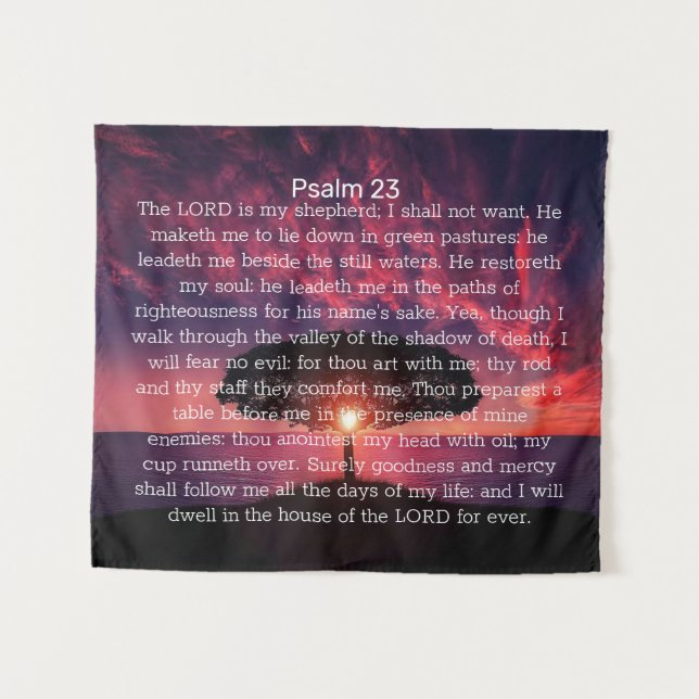 Psalm 23 Sunset Tree Tapestry (Front (Horizontal))