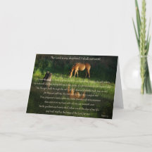 Psalm 23 text with horse beside still waters card