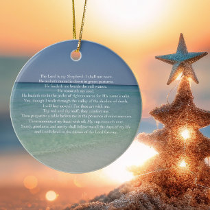 Psalm 23 The Lord is My Shepherd Beautiful Beach Ceramic Ornament