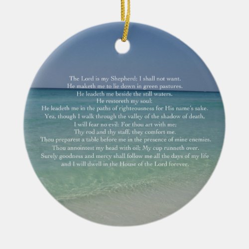 Psalm 23 The Lord is My Shepherd Beautiful Beach Ceramic Ornament