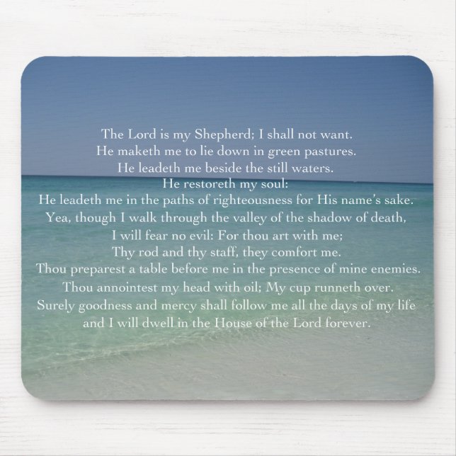 Psalm 23 The Lord is My Shepherd Beautiful Beach Mouse Pad (Front)