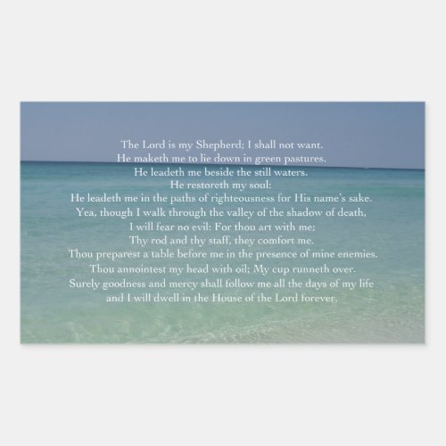 Psalm 23 The Lord is My Shepherd Beautiful Beach Rectangular Sticker