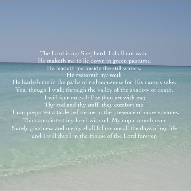 Psalm 23 The Lord is My Shepherd Beautiful Beach Sticker (Front)